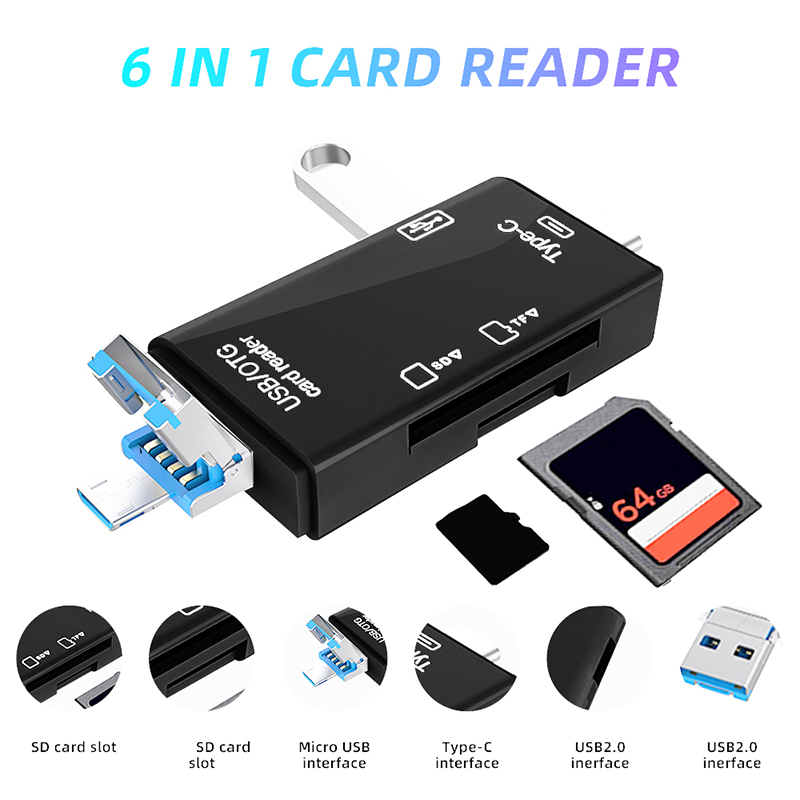 USB Type C Card Reader 6 in 1  - Tablet Reading Accessories 评论和价格